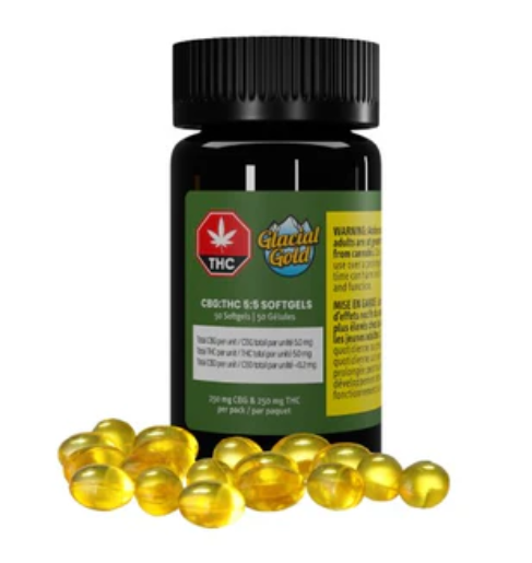 Glacial Gold : CBG:THC 5:5 Softgels (50pk)