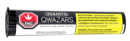 3Saints : Qwazars Solventless Hash Infused Pre-Roll (1pk)