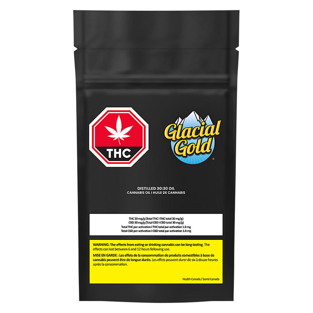 GLACIAL GOLD : DISTILLED OIL - DISTILLED THC 30 OIL (30ml)