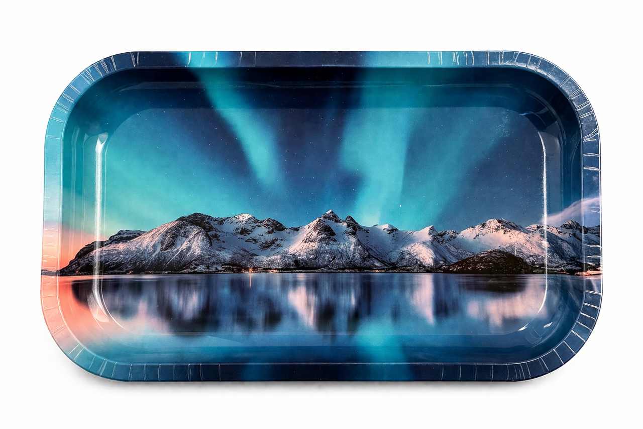 QUEENS CANNABIS : N. LIGHTS ROLLING TRAY - QUEENS CANNABIS : Northern Lights Rolling Tray
