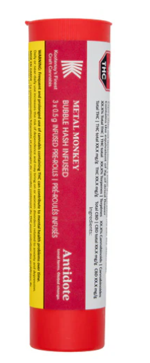 Kootenay's Finest : Metal Monkey Bubble Hash Infused Pre-Rolls (3x0.5g)