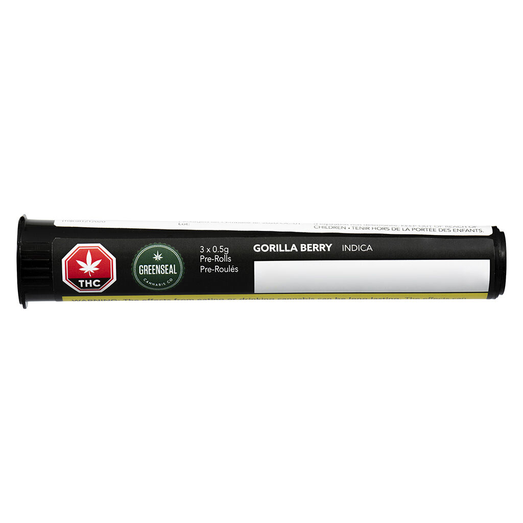 GREENSEAL : GORILLA BERRY PRE-ROLLS - GREENSEAL :  GORILLA BERRY PRE-ROLLS (3x0.5g)