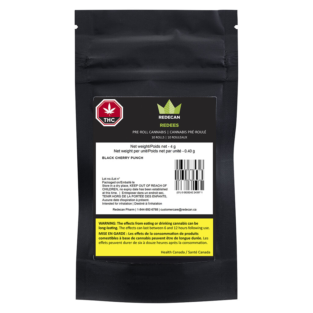 Redecan : REDEES BLACK CHERRY PUNCH PRE-ROLLS - REDEES BLACK CHERRY PUNCH PRE-ROLLS (10x.4g)