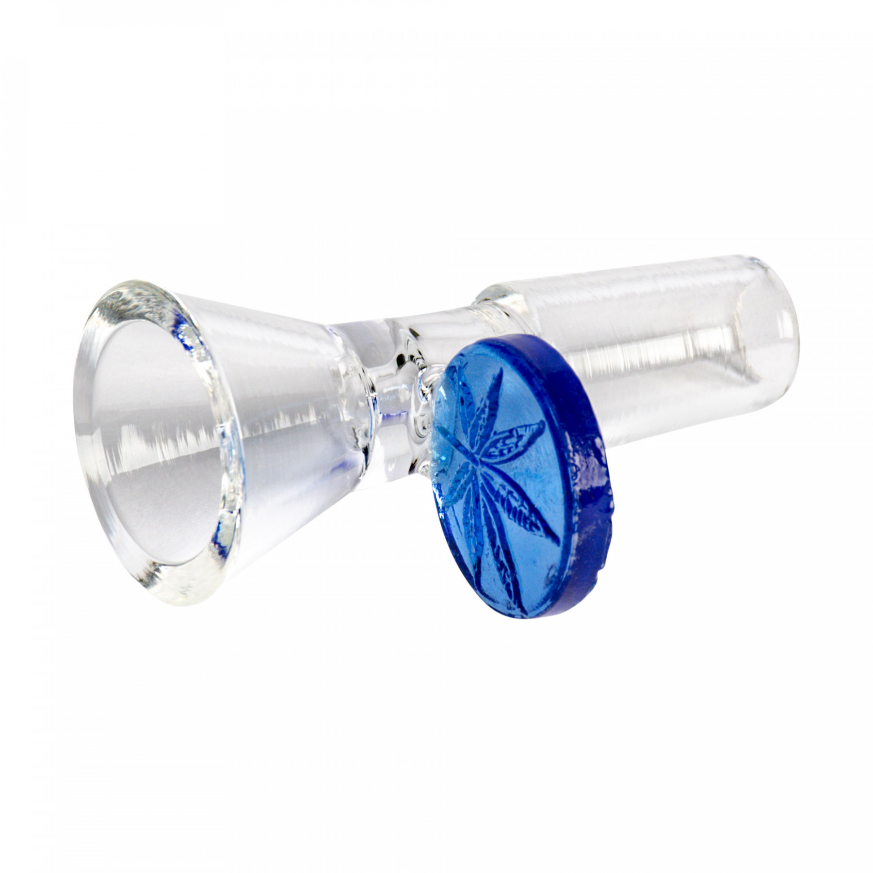 RED EYE GLASS : 14mm Leaf Stamped Handle Cone Pull-Out - 14mm Leaf Stamped Handle Cone Pull-Out (BLUE)
