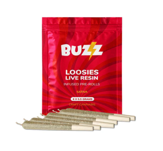 Buzz : Loosies Sativa Live Resin Infused Pre-Rolls (6x.5g)