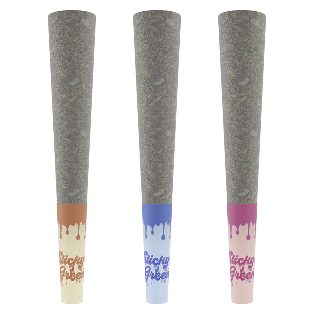 Sticky Greens : Tasty Trio-Swirl Seres Kief Coated Infused Preroll - Sticky Greens : Tasty Trio Swirl Series Kief Coated Infused Pre-Rolls (3x.5g)