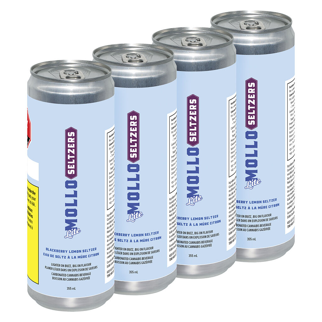 Mollo Lite : Blackberry Lemon Seltzer THC:CBG (4pk)