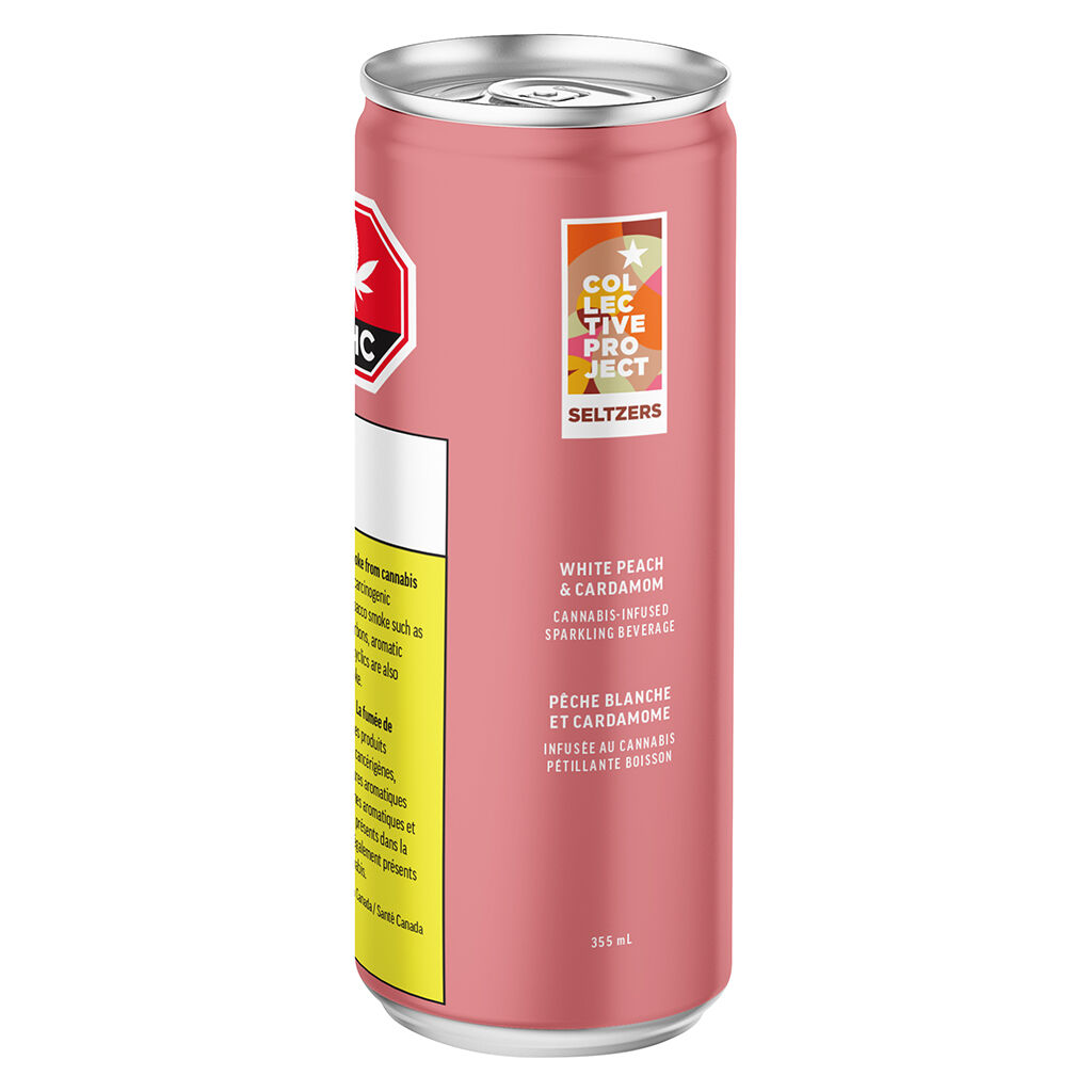 Collective Project : White Peach & Cardamom Sparkling Botanical Water 1:1 - Collective Project : White Peach & Cardamom Sparkling Botanical Water 355ml 1:1 (10mgTHCl10mgCBD)