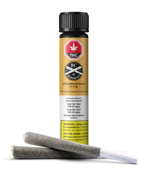 BC Doobies : Columbian Gold Pre-Rolls (2pk)