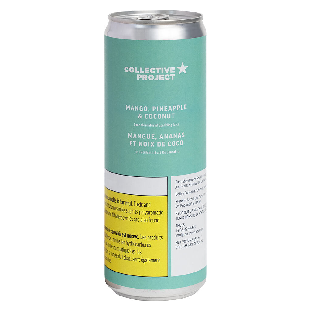 COLLECTIVE PROJECT : MANGO, PINEAPPLE & COCONUT SPARKLING JUICE - MANGO, PINEAPPLE & COCONUT SPARKLING JUICE (5MG THC/5MG CBD)