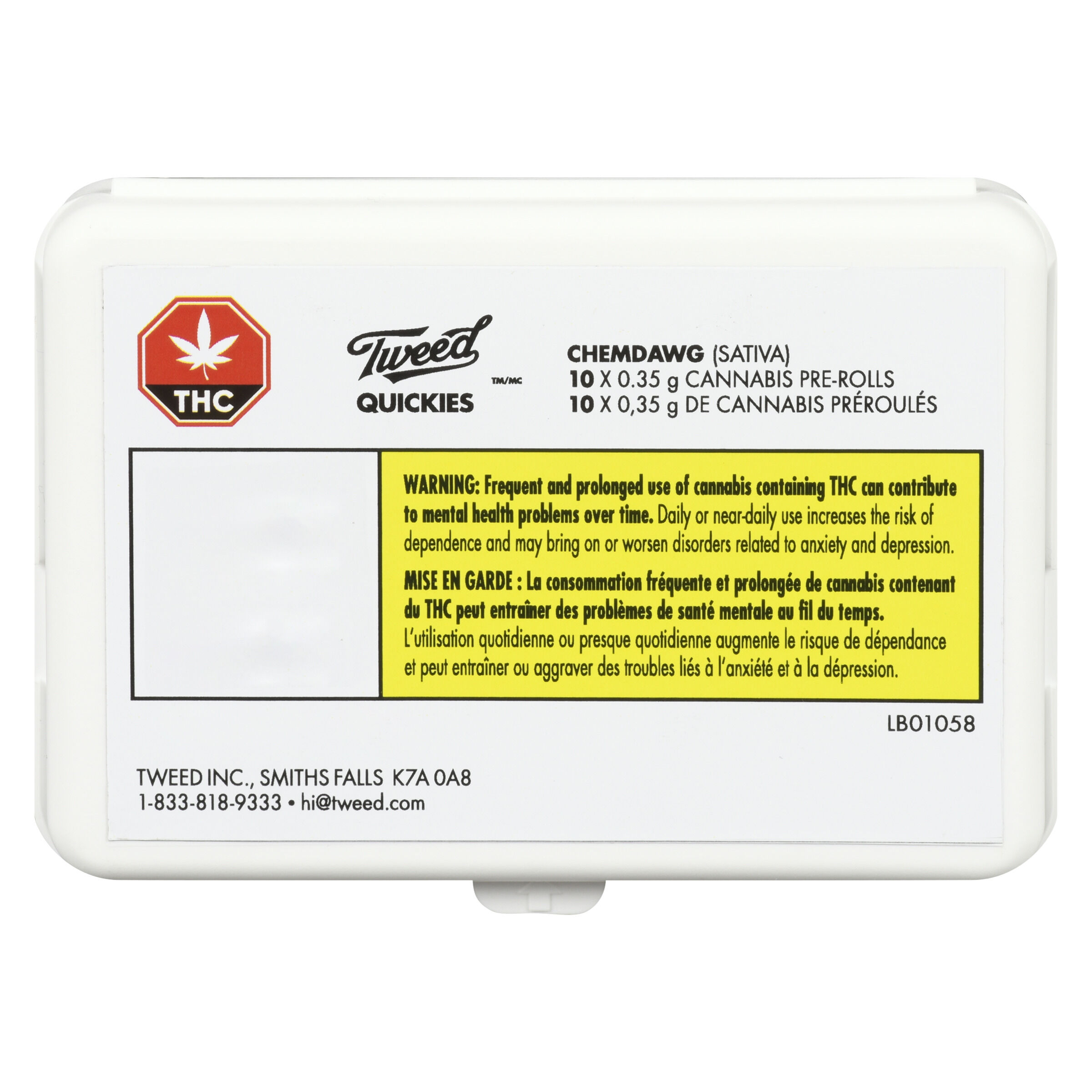 TWEED : QUICKIES CHEMDAWG PRE-ROLLS - QUICKIES CHEMDAWG PRE-ROLLS (10x0.35g)