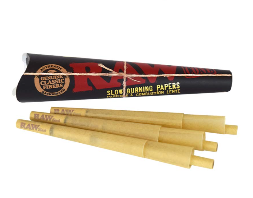 RAW : BLACK CONES - RAW : Black 1 1/4 Cones 6pk