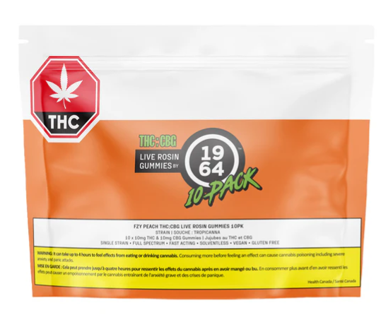 1964 : Fuzzy Peach THC:CBG Live Rosin Chews (10pk)
