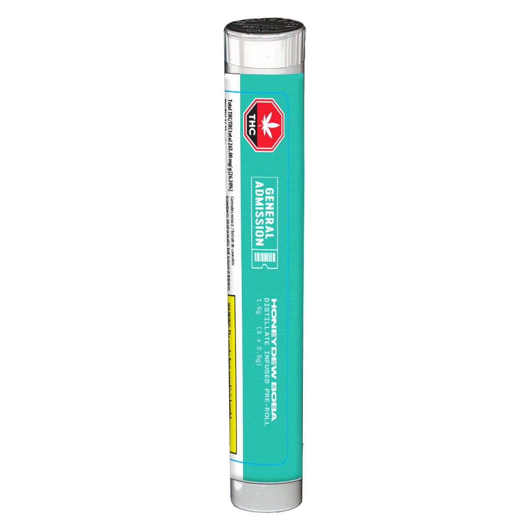 General Admission : HONEYDEW BOBA DISTILLATE INFUSED PRE-ROLL (1g)