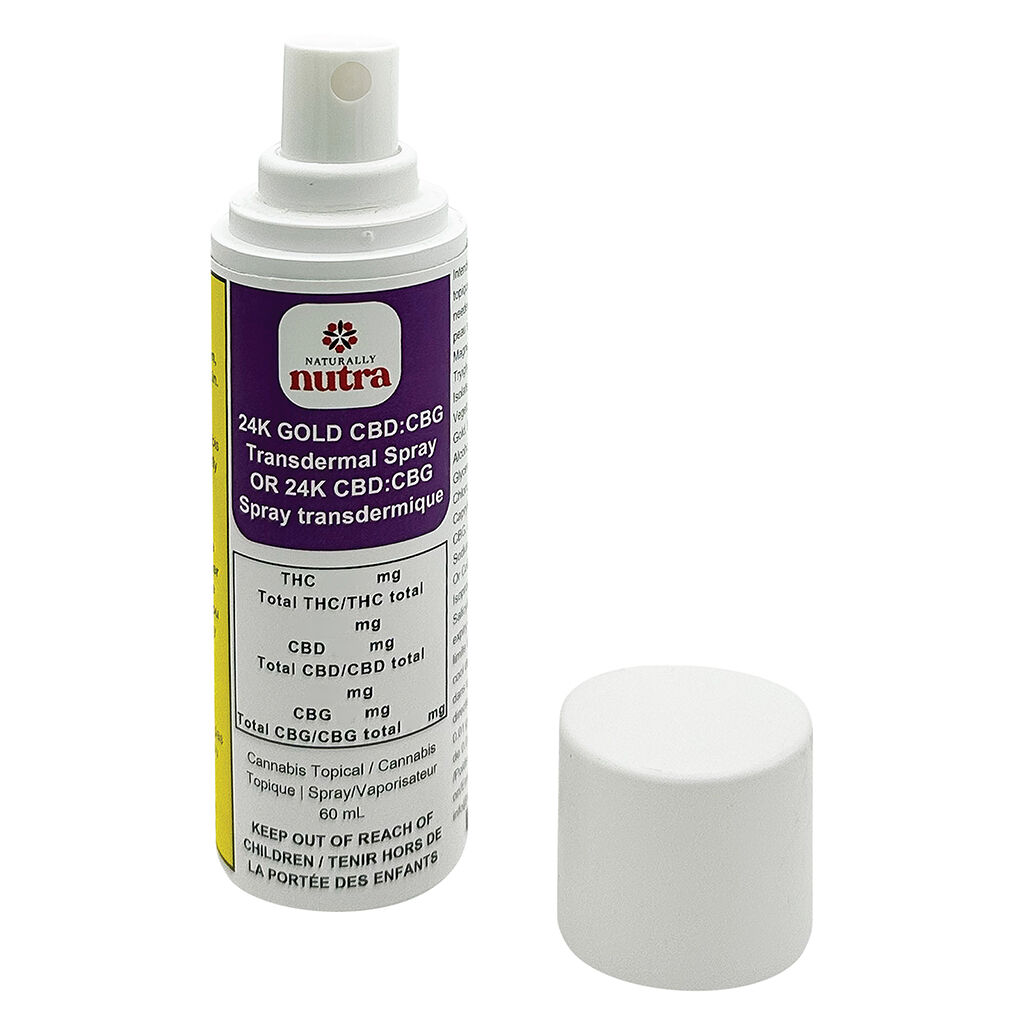 Naturally Nutra : 24K Gold CBD:CBG Transdermal Spray (60g)