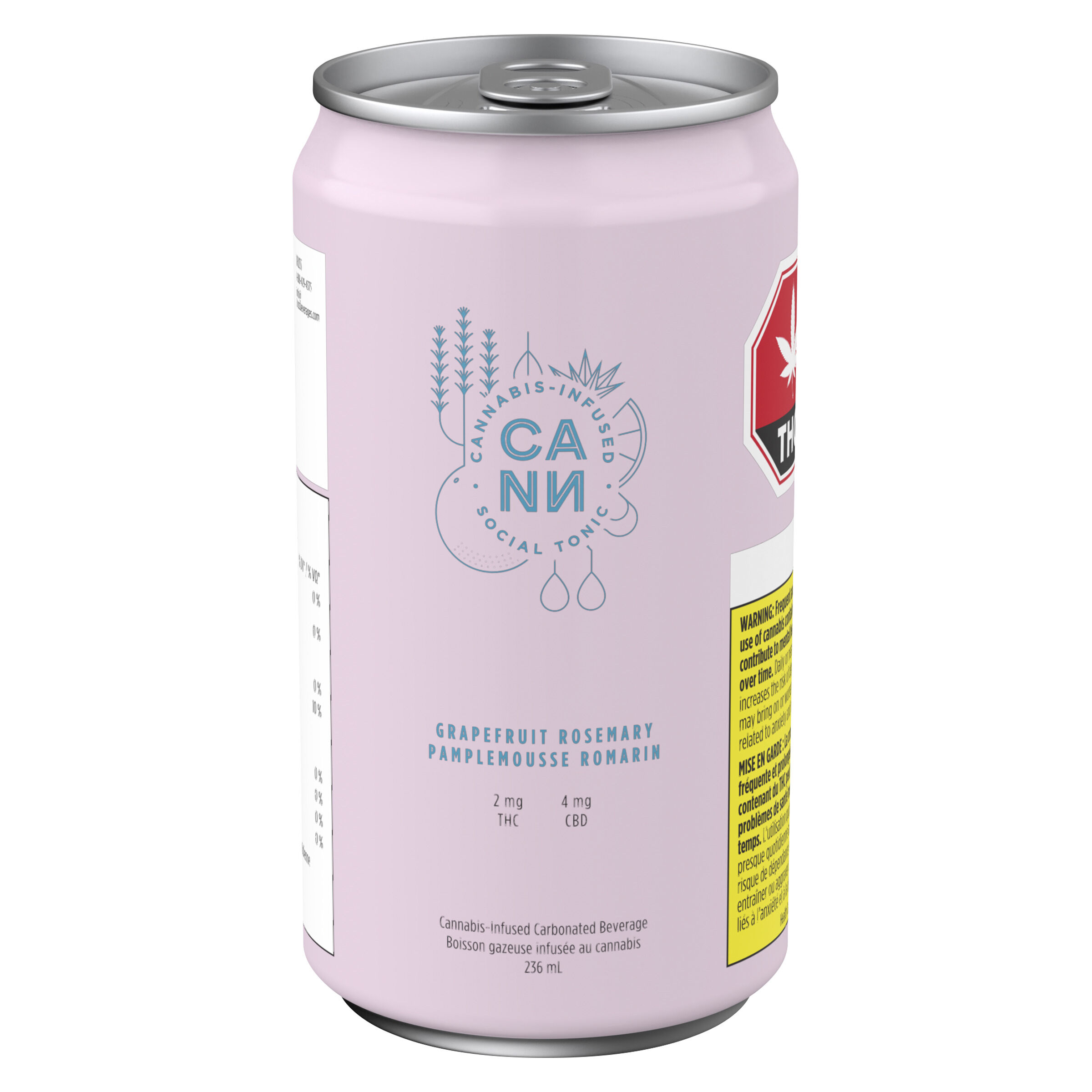 Cann Social Tonics : CANN GRAPEFRUIT ROSEMARY BEVERAGE - CANN GRAPEFRUIT ROSEMARY BEVERAGE (2mgTHC/4mgCBD)