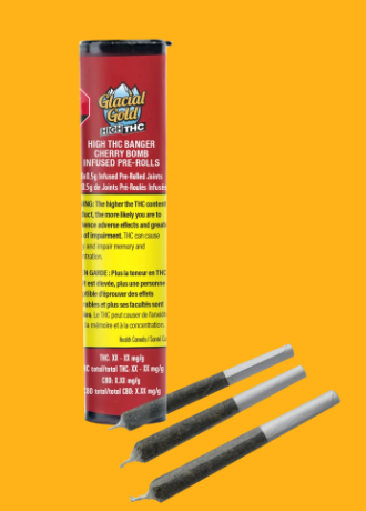 Glacial Gold : High THC Banger Cherry Bomb Infused Pre-Rolls (3x0.5g)