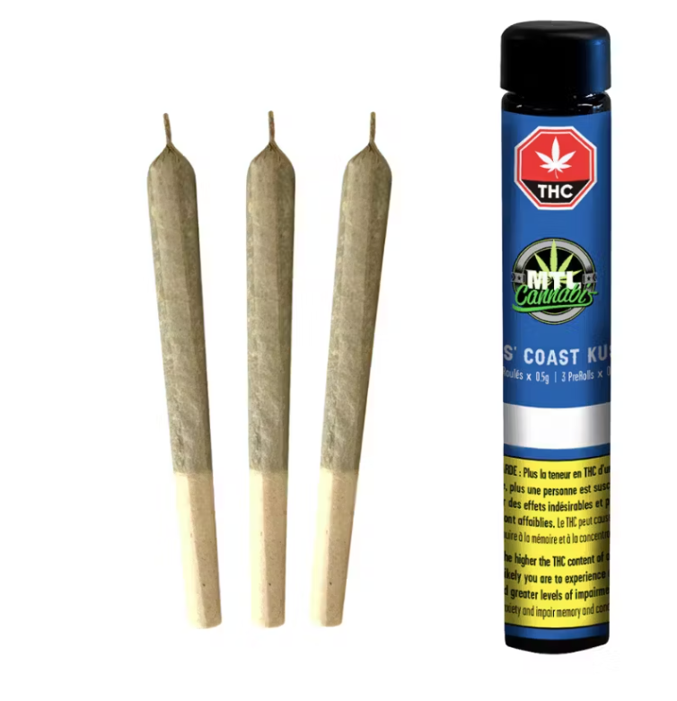 Mtl Cannabis : Wes' Coast Kush Pre-Rolls (3x0.5g)