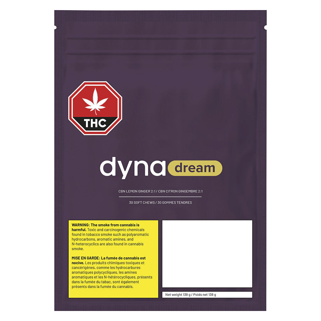 DynaDream : CBN LEMON GINGER 2:1 SOFT CHEWS - CBN LEMON GINGER 2:1 SOFT CHEWS (30pk)