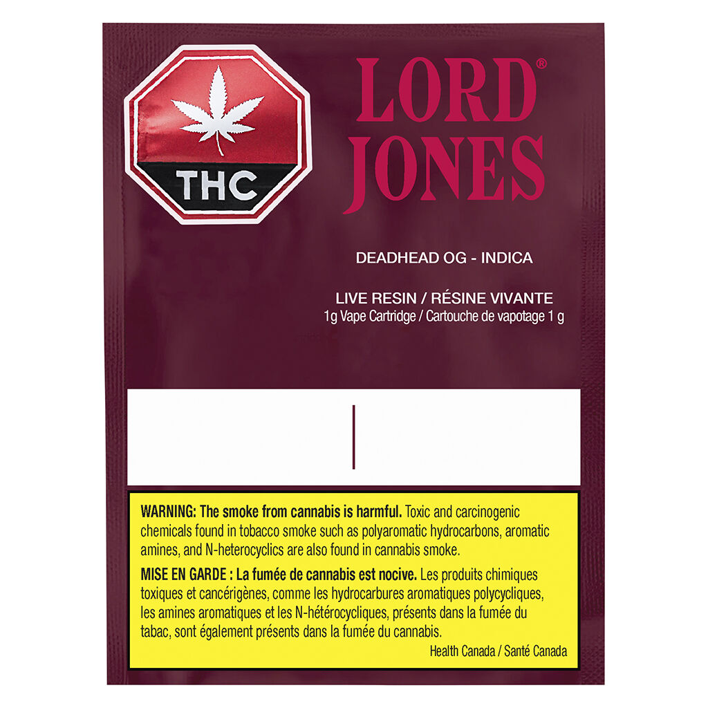 Lord Jones : Live Resin Deadhead Og Cartridge (1g)