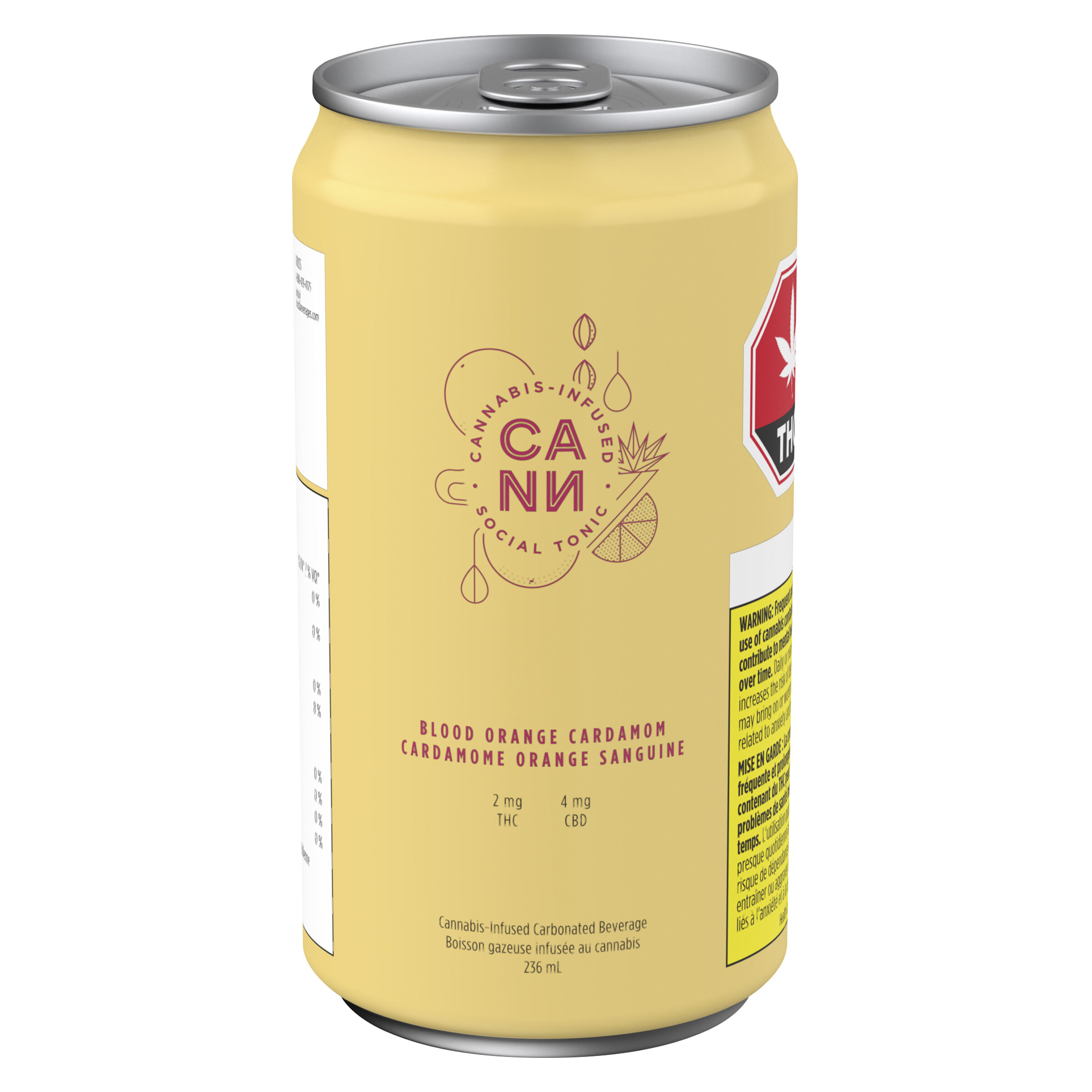 CANN SOCIAL TONICS : CANN BLOOD ORANGE CARDAMOM BEVERAGE - CANN BLOOD ORANGE CARDAMOM BEVERAGE (4 X 2MG THC/4MG CBD)