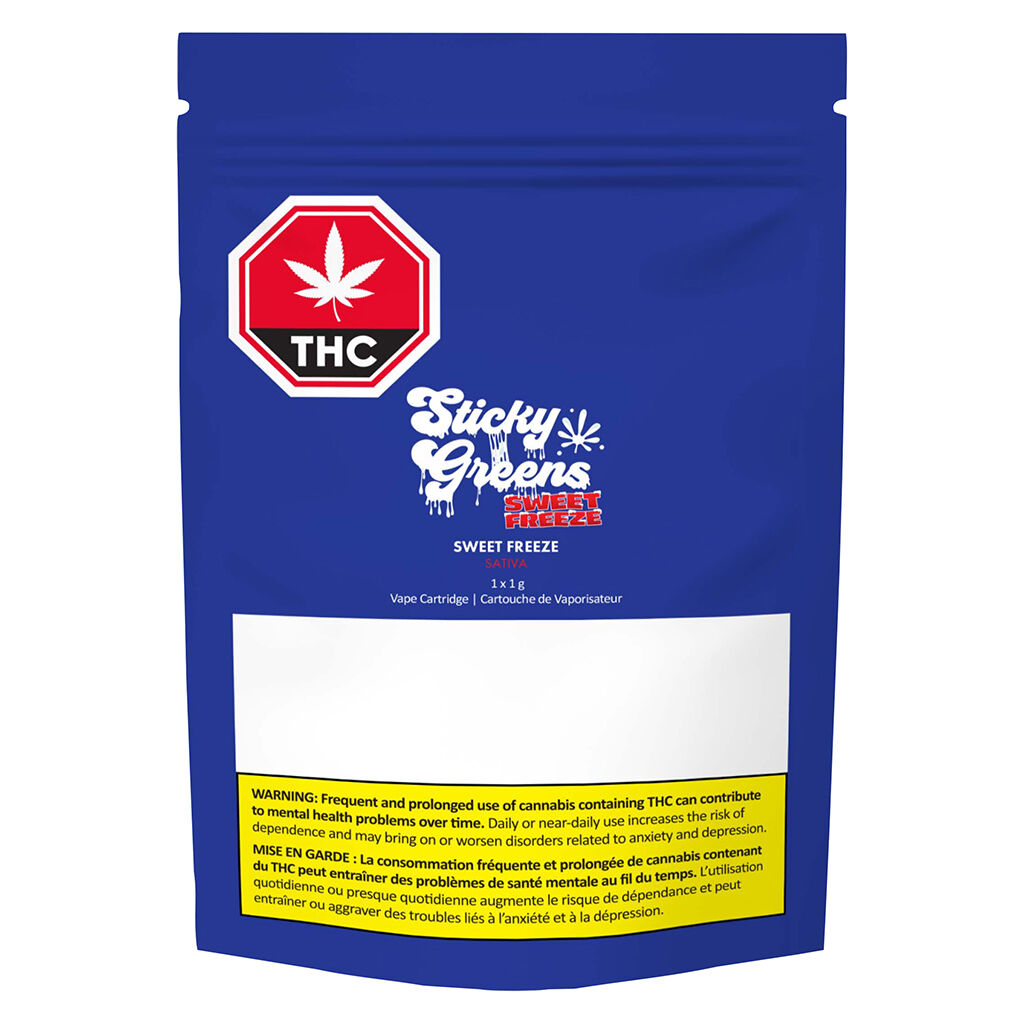 Sticky Greens : SWEET FREEZE VAPE CARTRIDGE - SWEET FREEZE VAPE CARTRIDGE (1G)