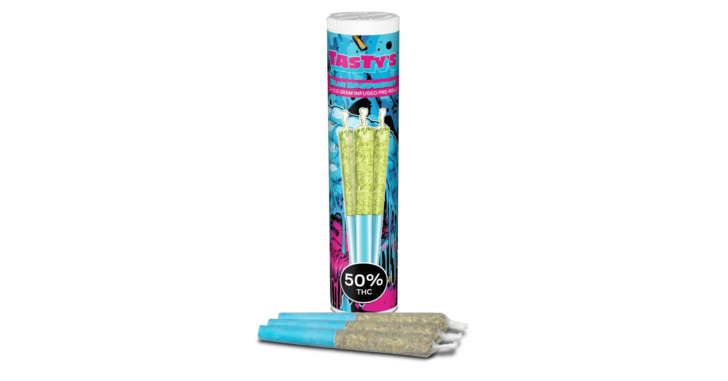 Tasty's : BLUE RASPBERRY INFUSED PRE-ROLLS - BLUE RASPBERRY INFUSED PRE-ROLLS (3x0.5g)