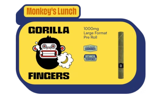 Terra Labs : Gorilla Fingers Monkeys Lunch 1000mg Live Resin Diamond Infused Pre-Roll (1x2g)