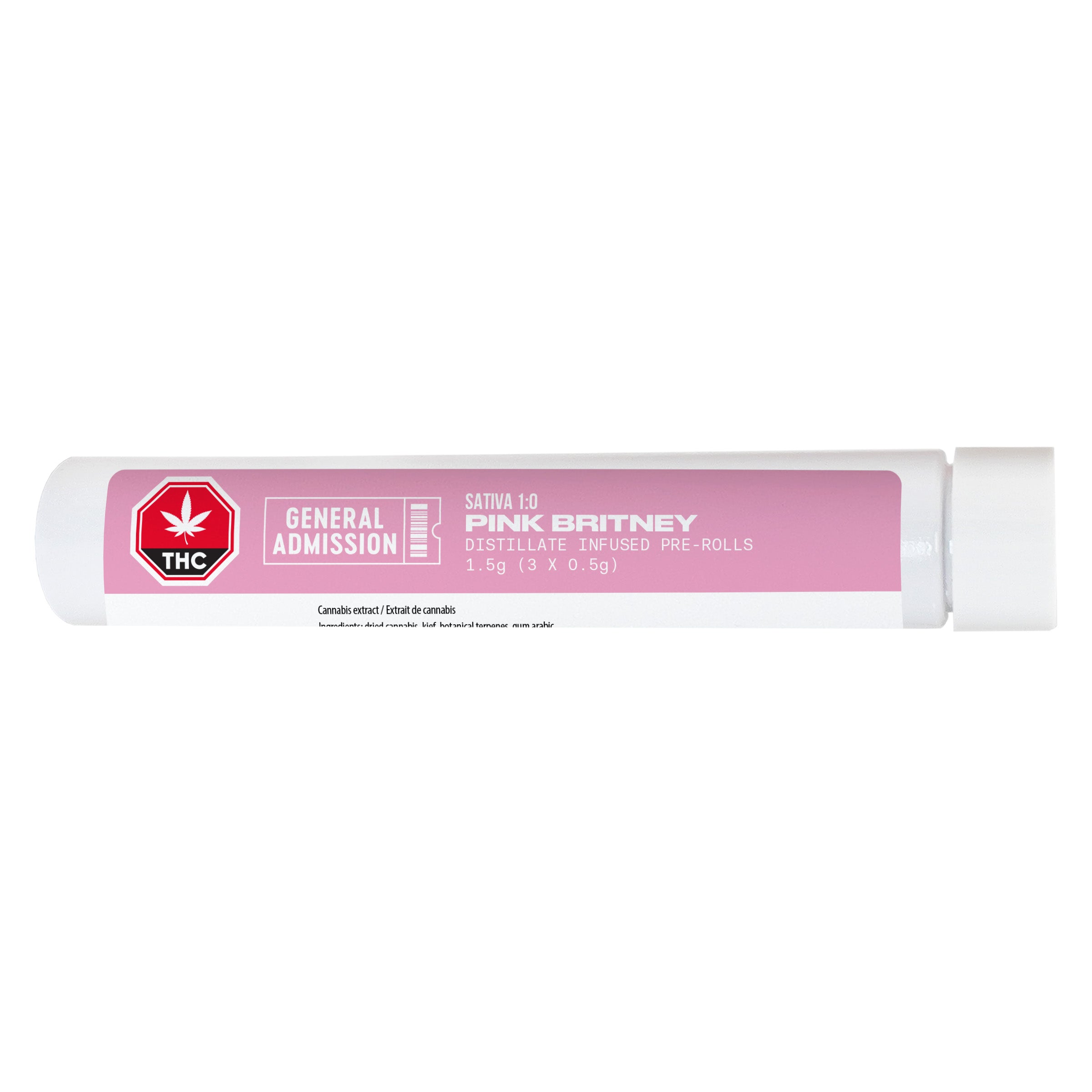 General Admission : Pink Britney Distillate Infused Pre-Rolls (3x0.5g)