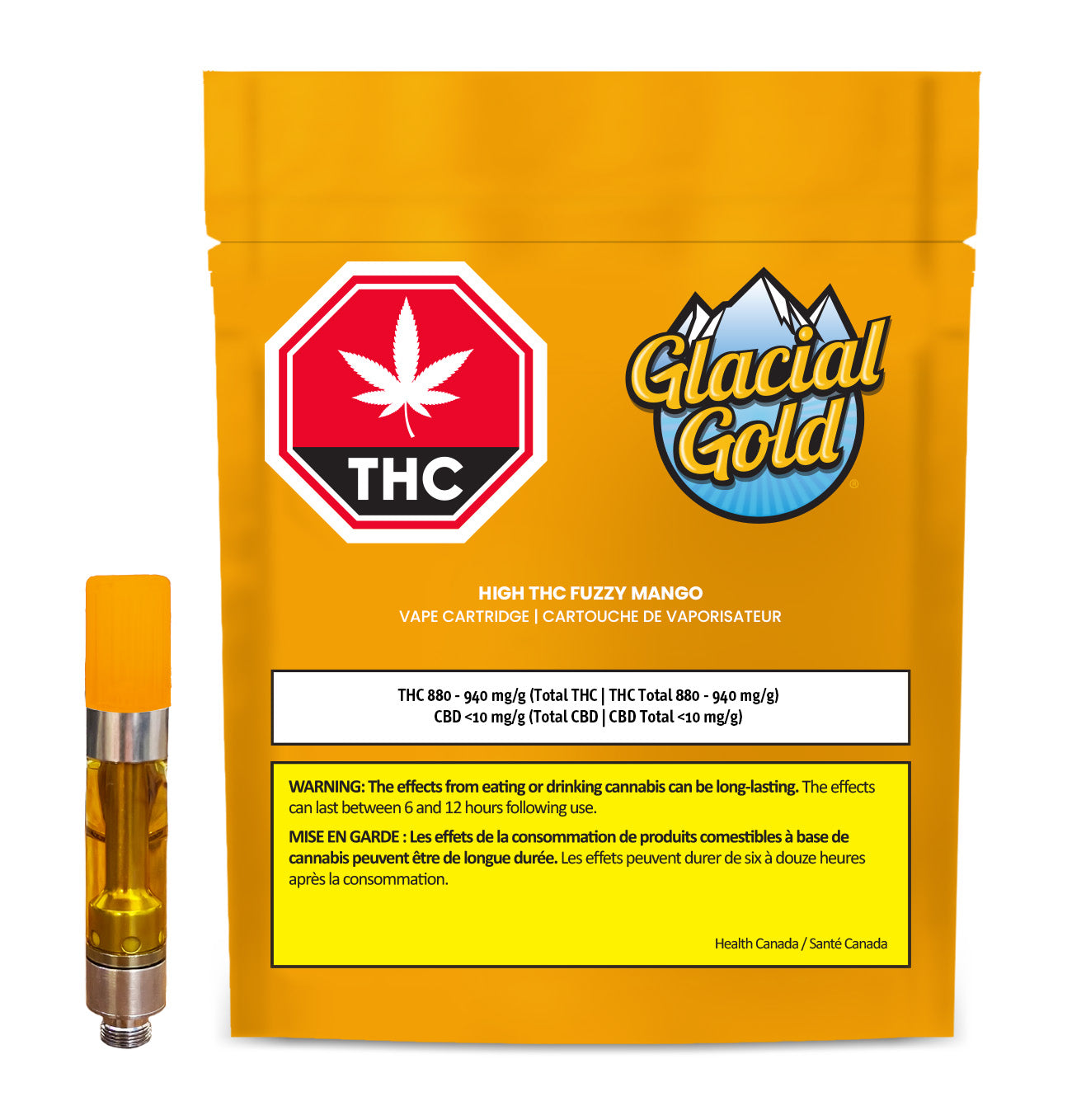 Glacial Gold : High THC Fuzzy Mango Cart (1g)