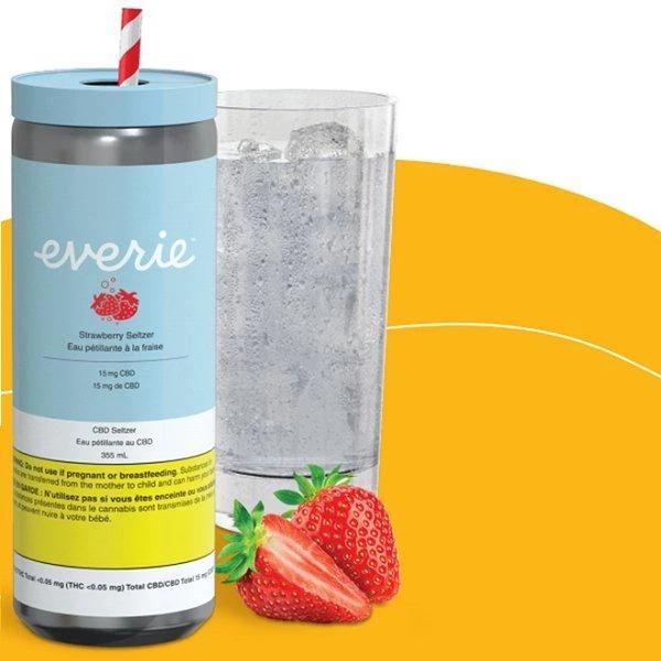 EVERIE : STRAWBERRY CBD SELTZER WATER - STRAWBERRY CBD SELTZER WATER 355ml (15mg)