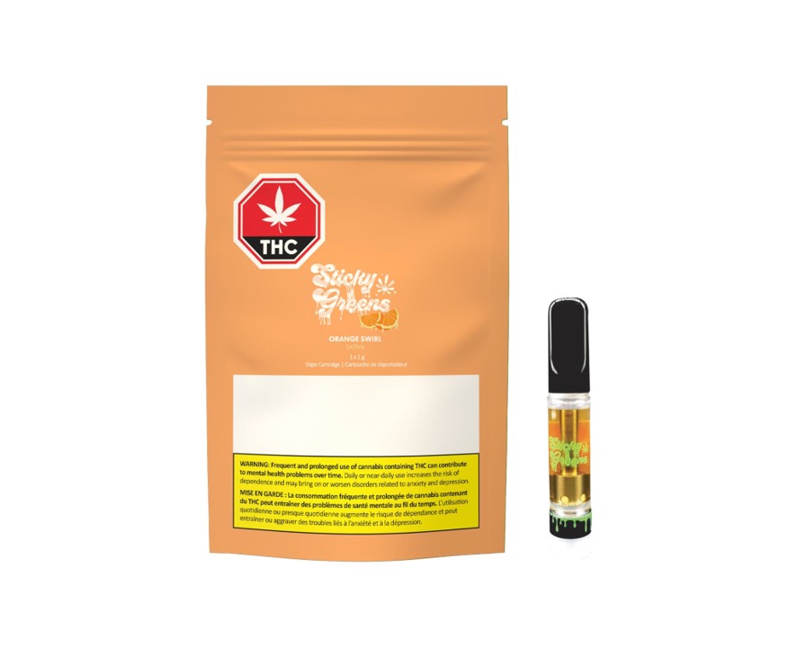 Sticky Greens : ORANGE SWIRL DISTILLATE VAPE CART - ORANGE SWIRL DISTILLATE VAPE CART (1g)