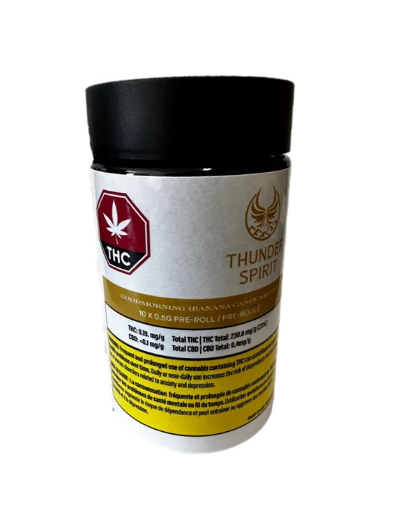 THUNDER SPIRIT : GOOD MORNING PRE-ROLLS (BANANA CANDY KRUSH) - GOOD MORNING PRE-ROLLS (BANANA CANDY KRUSH) (10 X .5G)