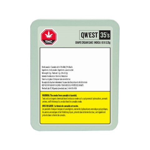 Qwest 35'S : Qwest 35'S Grape Cream Cake Craft Pre-Rolls (10x0.35g)