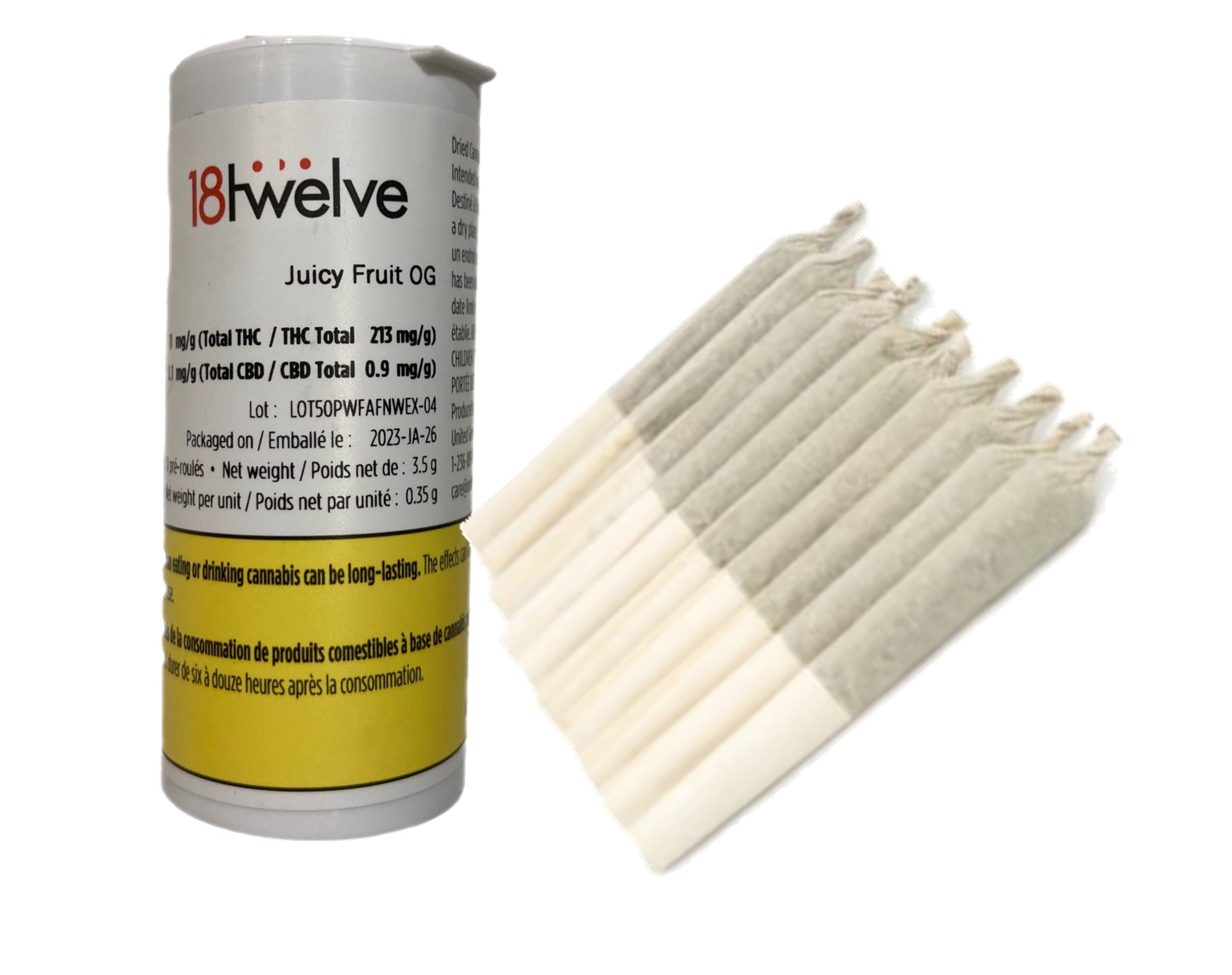 18twelve : JUICY FRUIT OG PRE-ROLLS - JUICY FRUIT OG PRE-ROLLS (10x.35g