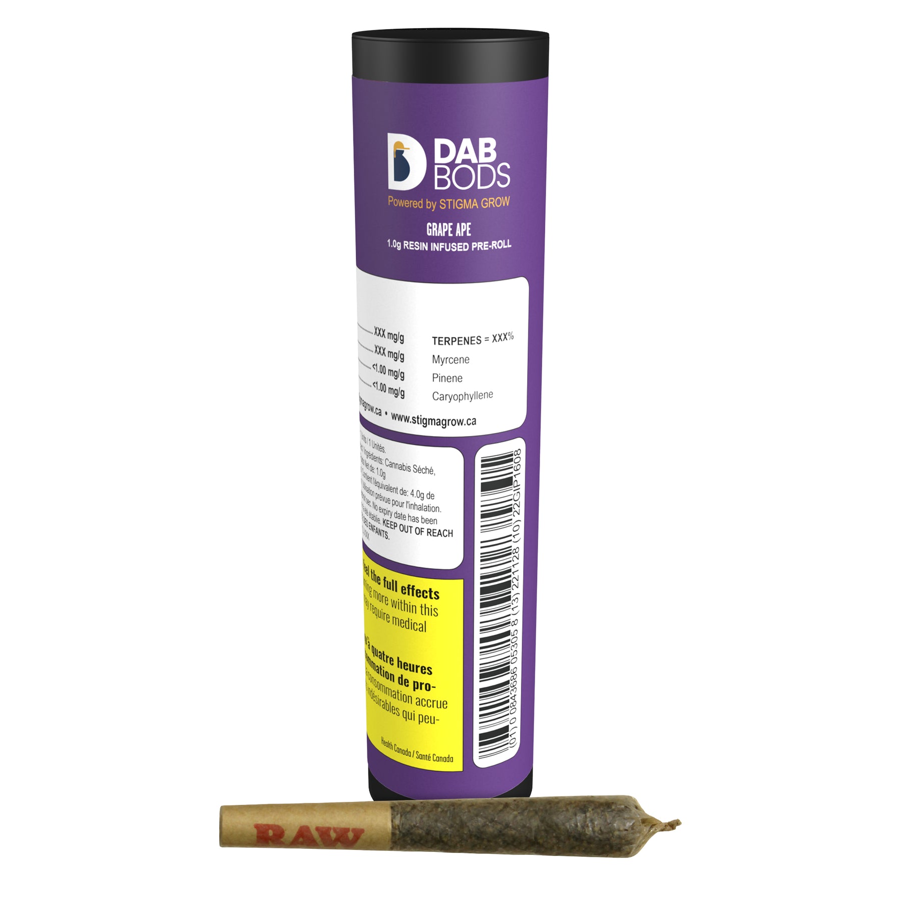 Dab Bods : GRAPE APE RESIN INFUSED PRE-ROLL (1g)