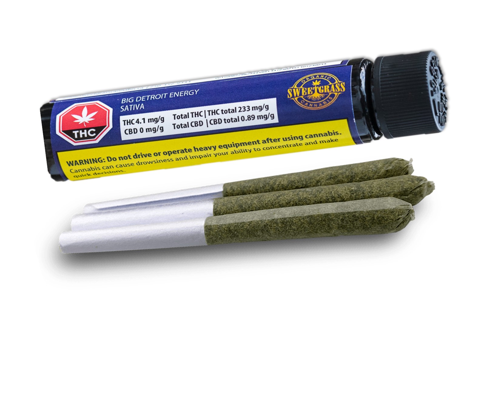 Sweetgrass Organic Cannabis : BIG DETROIT ENERGY PRE-ROLLS - BIG DETROIT ENERGY PRE-ROLLS (3x.5g)