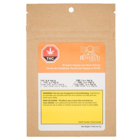 Rosebud Cannabis Farms : BC Garlic Papaya Live Rosin Extract (1g)