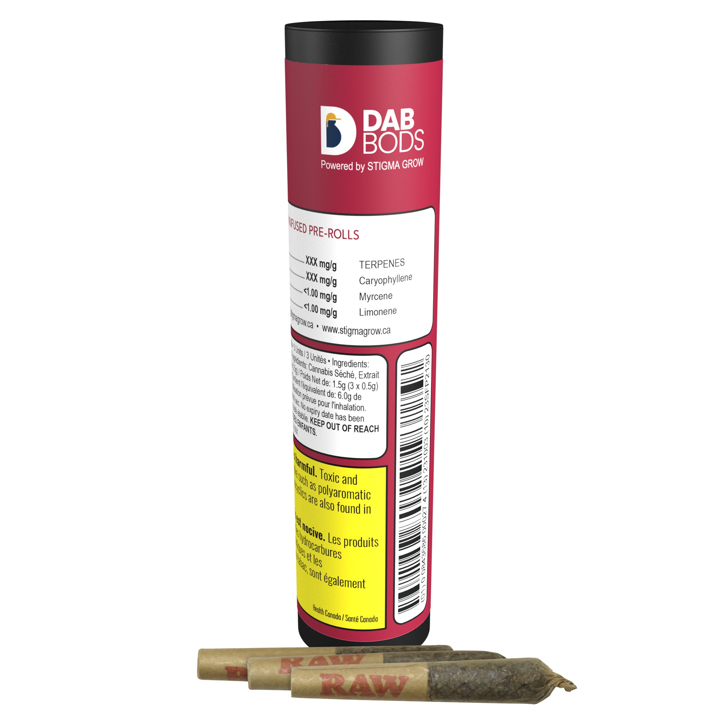 Dab Bods : Strawberry Freeze Resin Infused Pre Rolls (3x0.5g)