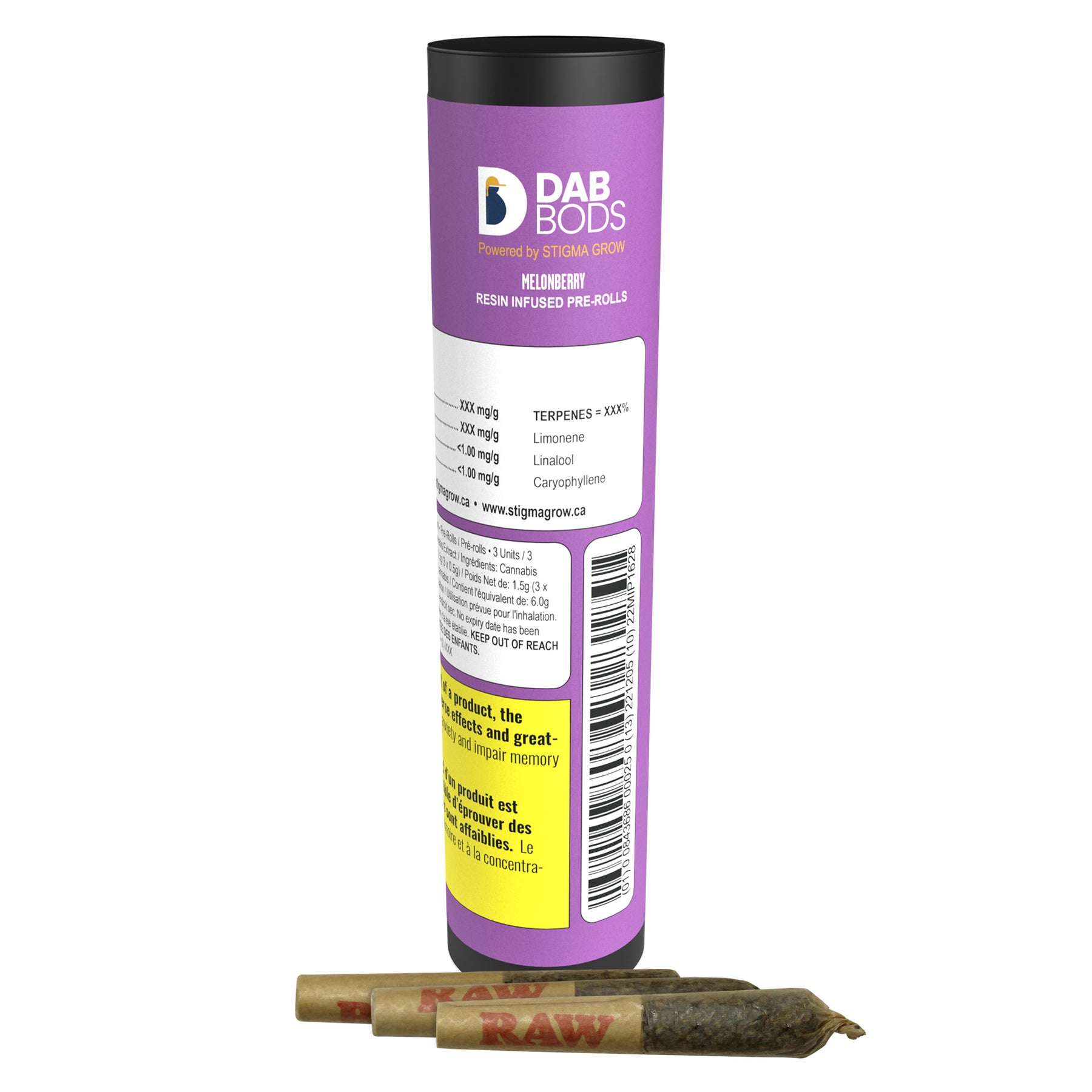 Dab Bods : MELONBERRY RESIN INFUSED PRE ROLLS - MELONBERRY RESIN INFUSED PRE ROLLS (3x.5g)