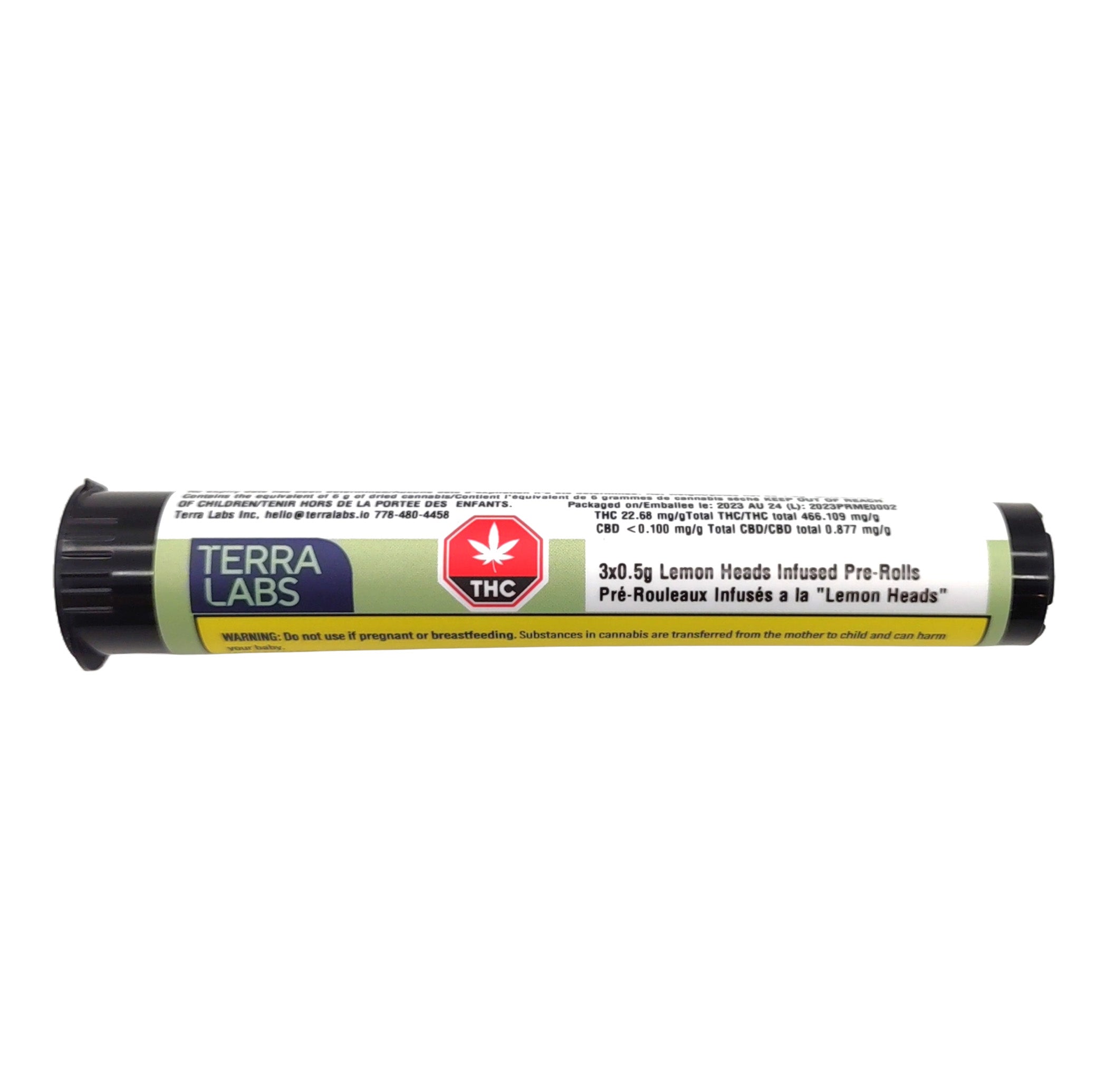 Terra Labs : Lemon  OG Diamond Infused Pre-Roll (1pk)