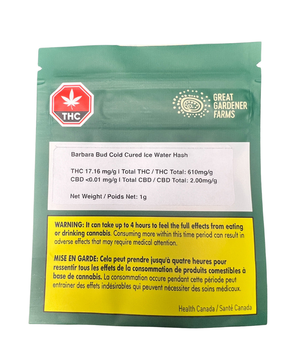 Great Gardener Farms - Barbara Bud Cold Cured Ice Water Hash - 1G