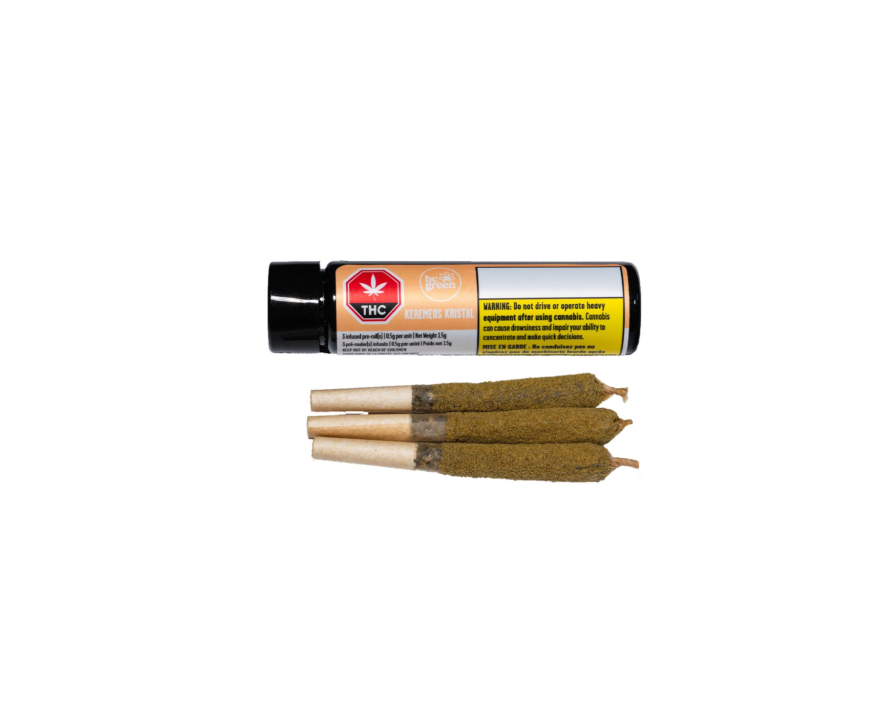 BC GREEN : KEREMEOS KRISTAL INFUSED PRE-ROLLS (HGH X RIPPED OFF RNTZ) - KEREMEOS KRISTAL INFUSED PRE-ROLLS (HGH X RIPPED OFF RNTZ) (3 X.5G)