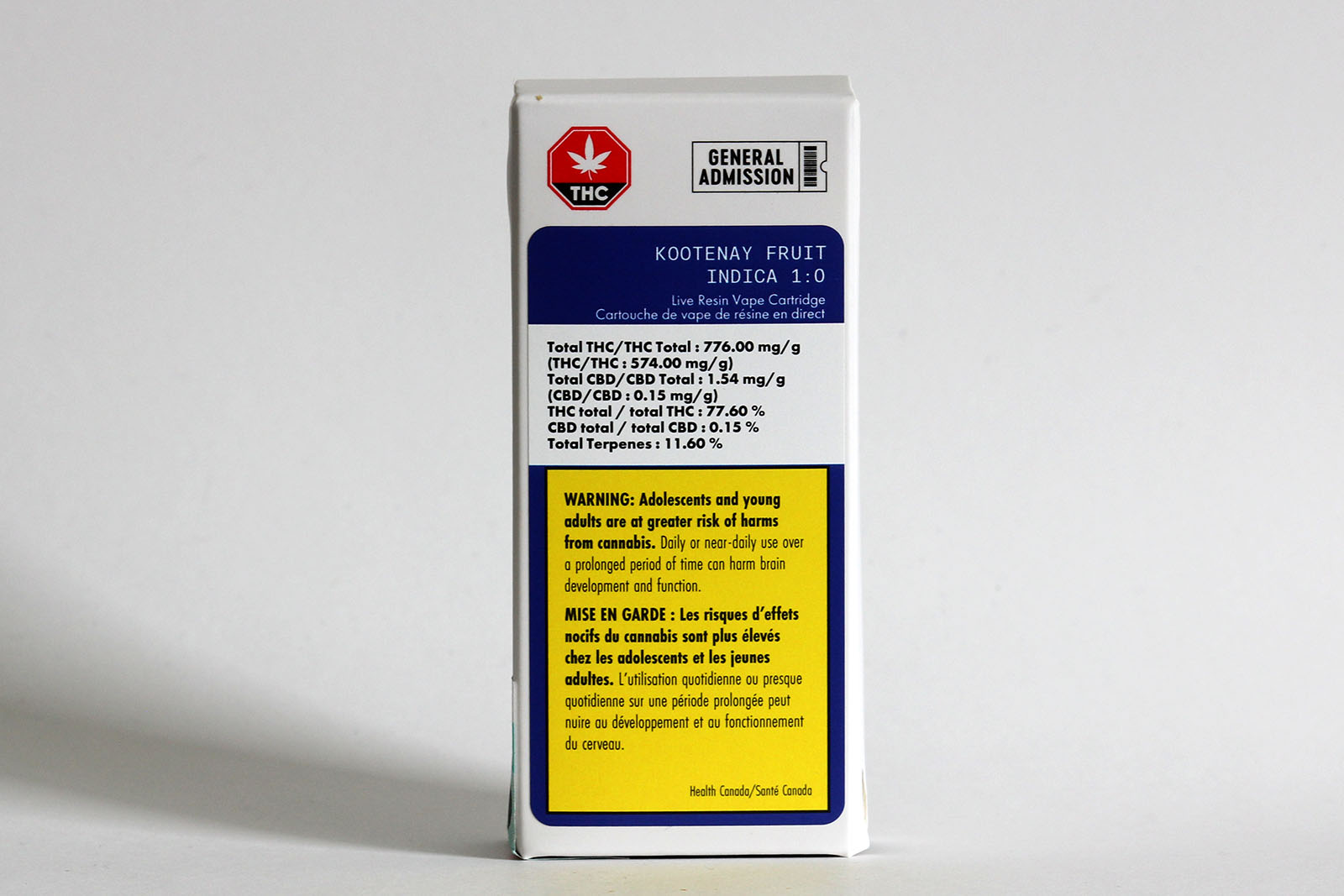 GENERAL ADMISSION : KOOTENAY FRUIT LIVE RESIN VAPE CARTRIDGE (.95g)