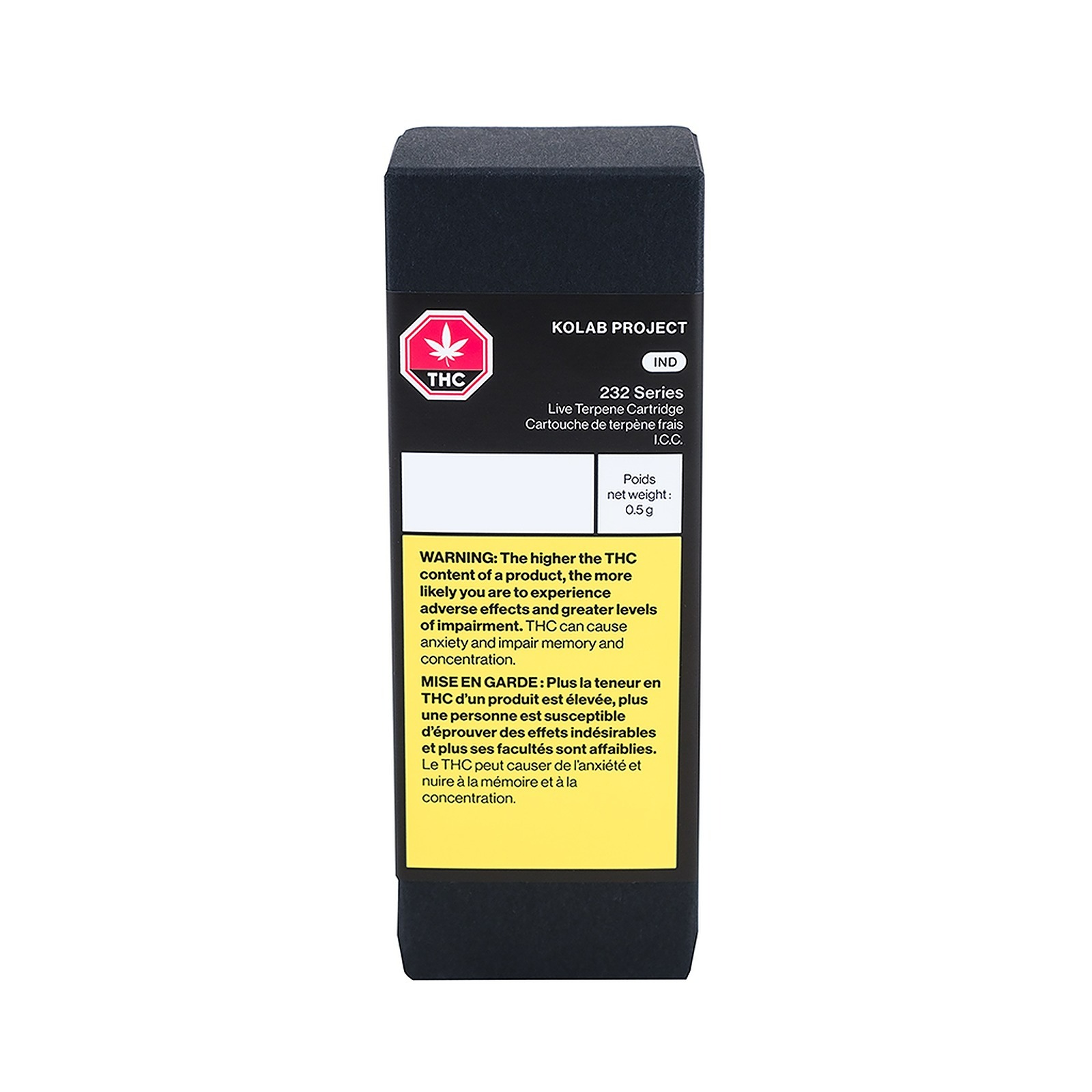 KOLAB PROJECT: 232 SERIES INDICA ICC LIVE TERPENE CART (0.5g)