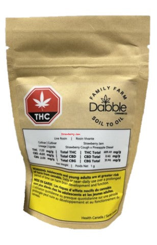 Dabble Cannabis Co. : Strawberry Jam Live Rosin (1g)